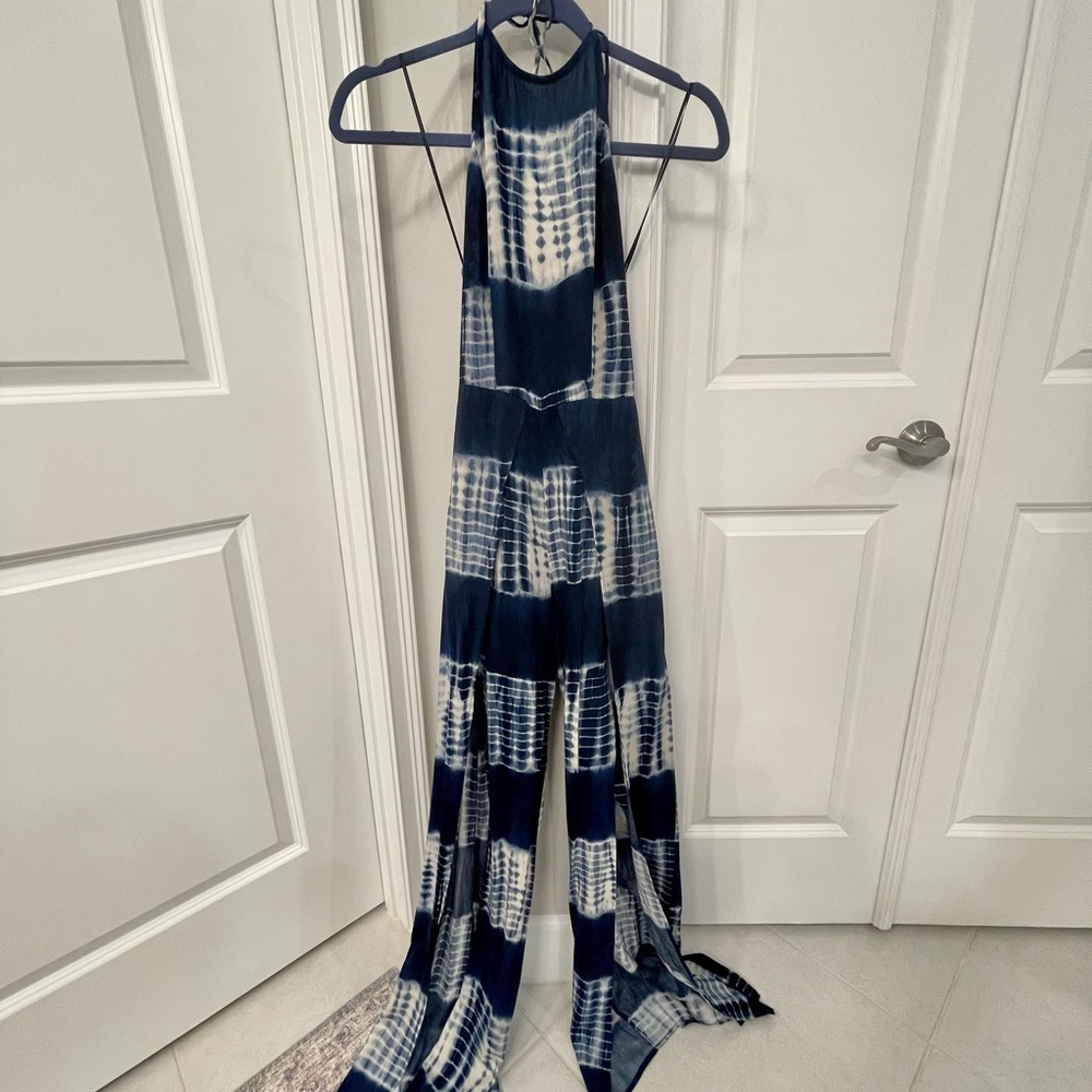 Blue tie-dye jumpsuit